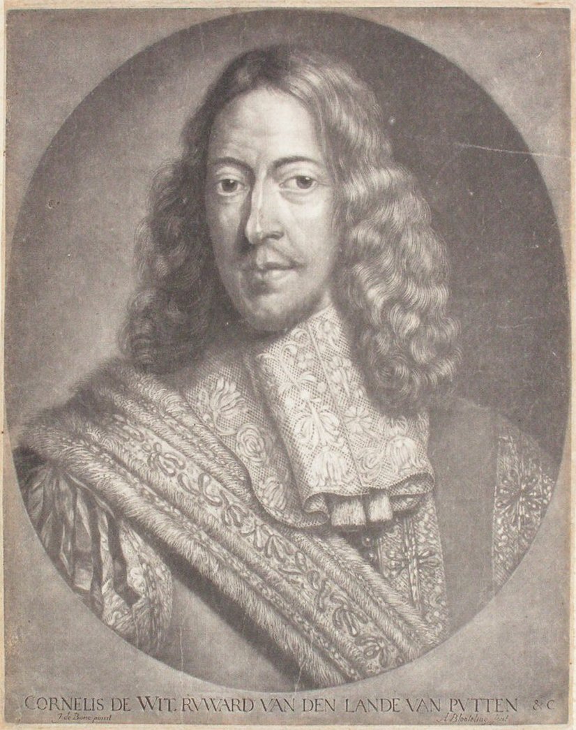 Mezzotint - Cornelis de Wit. Ruward van den Lande van Putten &c - Blooteling